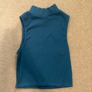 Zara Sleeveless Blue Mock Neck Top